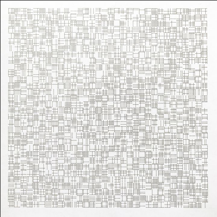 10 bits crossing lines, black on white, shuffled