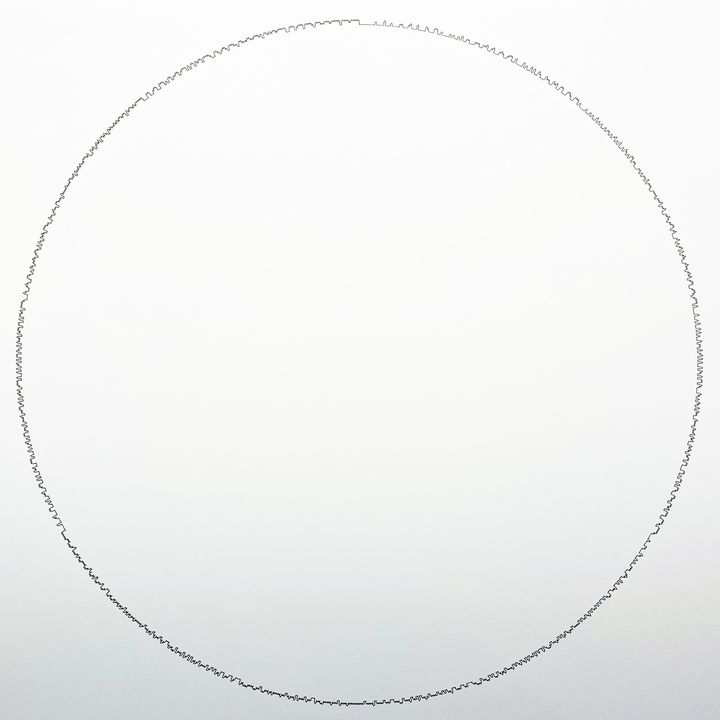 5 trits houses in a street, ternary placed on a circle, black on white, in sequence